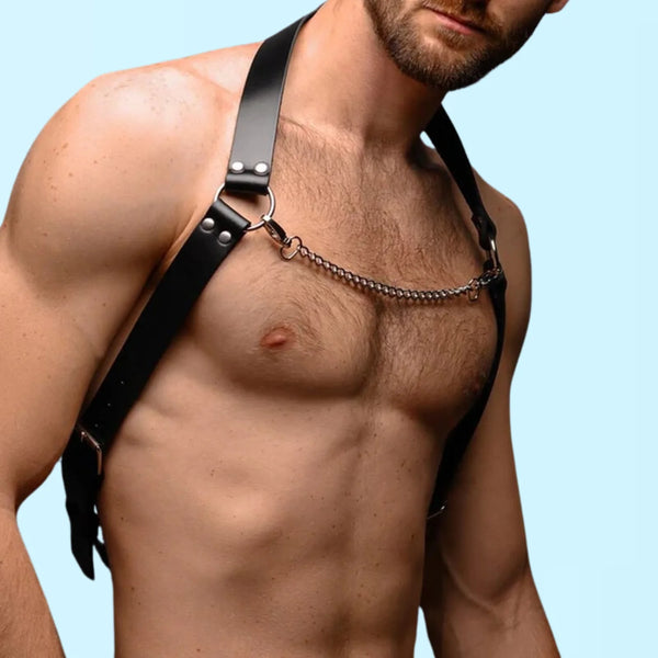 Chain & Leather Chest gay Harness