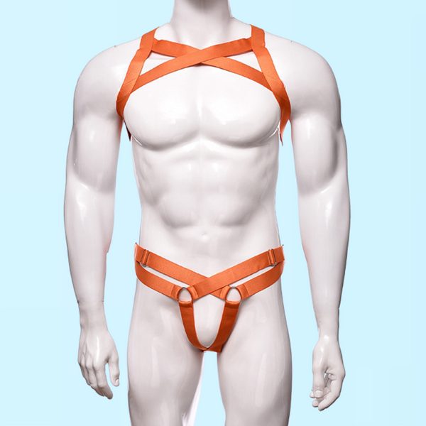 EROS - Cross Elastic Men's Harness and Ring Set