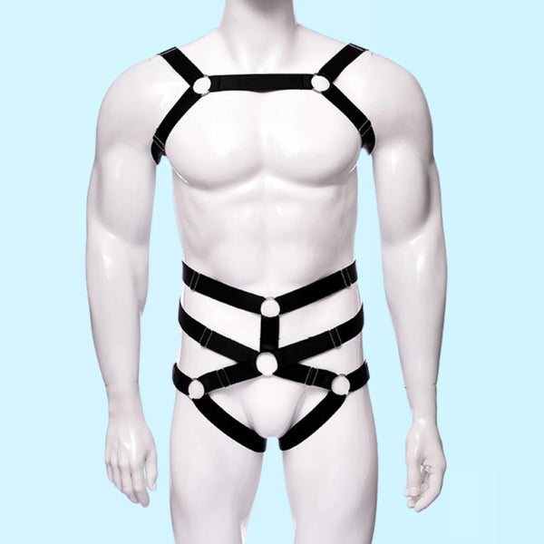 Elastic black Harness and Underwear Set