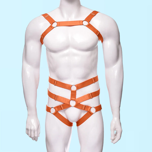 Elastic orange Harness and Underwear Set