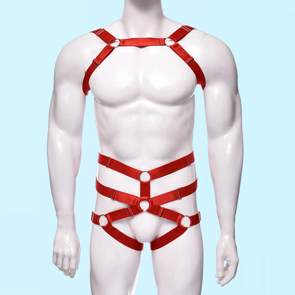 Elastic red Harness and Underwear Set