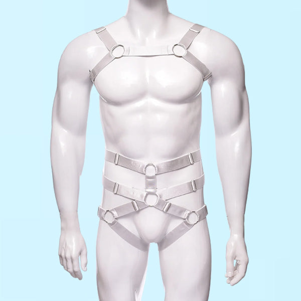 Elastic white Harness and Underwear Set