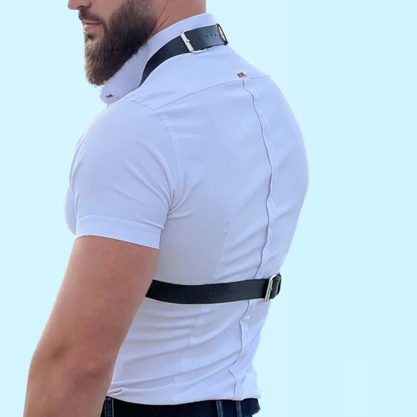 O-Ring Studded black Harness Belt man