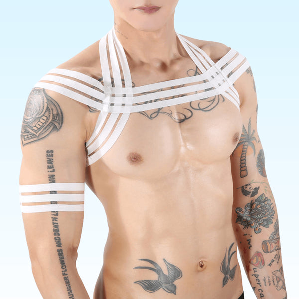 LEO - Triple Bands Chest Gay white Harness