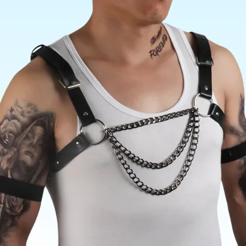 XANDER - Triple Chain & Leather Combo Fashion Harness