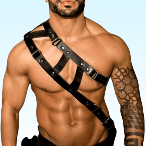 MAXIMUS - Double Ring Shoulder Men's Leather Strap Harness