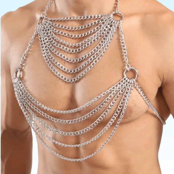 MIDAS - Silver Double Cascade Chain Fashion Harness